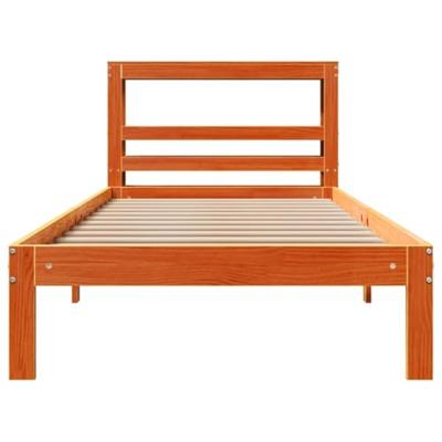 Bedframe zonder matras massief grenenhout wasbruin 100x200 cm
