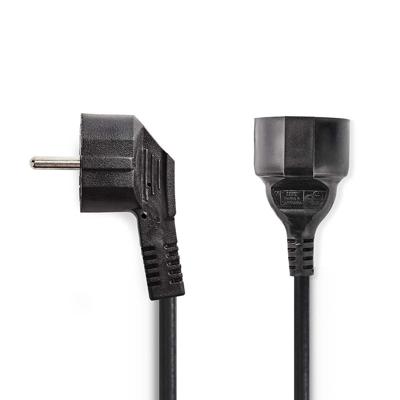 Voedingskabel | Schuko Male Haaks - Schuko Female | 5,0 m | Zwart