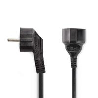 Voedingskabel | Schuko Male Haaks - Schuko Female | 5,0 m | Zwart - thumbnail