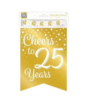 Verjaardagsslinger Vaandel 25 jaar Goud/Wit (6m)