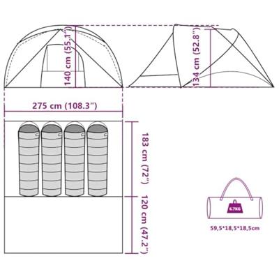 VidaXL Tent 4-persoons waterdicht blauw