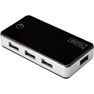 Digitus DA-70222 USB 2.0-hub 7 poorten Zwart, Zilver Digitus DA-70222 USB 2.0-hub 7 poorten Zwart, Zilver