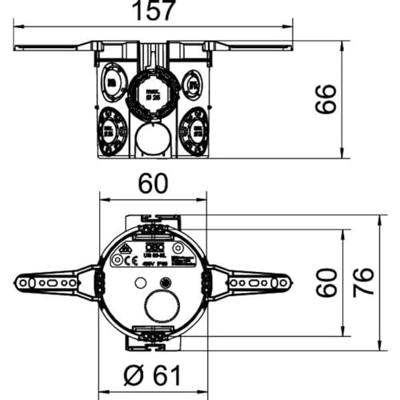 OBO Bettermann 2003716 Apparaat-verbindingsdoos Met nagellussen (Ø x d) 60 mm x 66 mm 25 stuk(s)