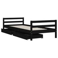 Kinderbedframe met lades 80x200 cm massief grenenhout zwart - thumbnail
