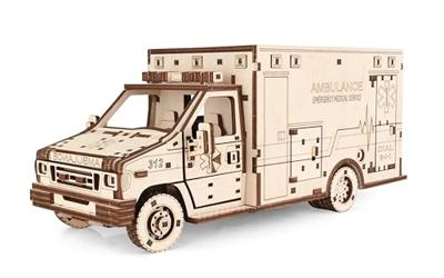 Eco Wood 3D Houten Ambulance DIY Mechanical Modelbouw