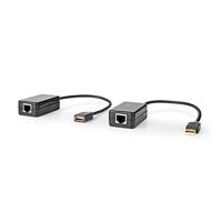 USB-Verlenger - USB 1.1-1x RJ45 Female - 1x USB-A Female - 1x USB-A Male - 1x RJ45 Female - 50 m - 12 Mbps - Goud Verguld - Rond - PVC - Zwart - Window Box - thumbnail
