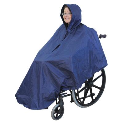 Rolstoel Poncho / Regenjas voor Rolstoel | Rolstoel regenkleding | Met capuchon | Donkerblauw | VA127C