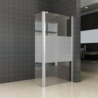 Zijwand Wiesbaden voor Inloopdouche met Rechts Scharnierend Profiel en Schaamband 35x200 cm 10 mm NANO Glas - thumbnail