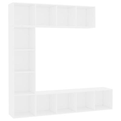 3-delige Boekenkast-/tv-meubelset 180x30x180 cm wit