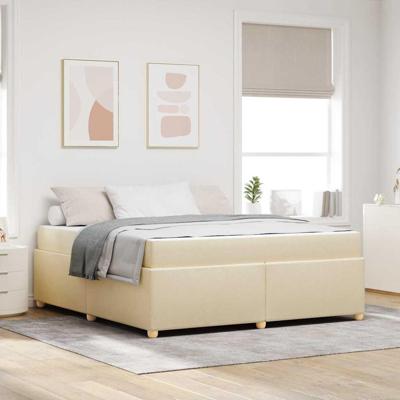 Bedframe met matras Crème 180 x 200 cm Stof