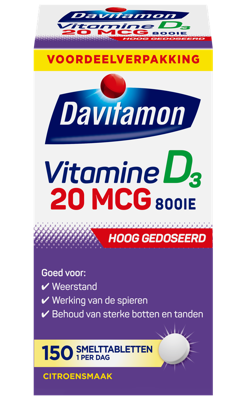 Davitamon Vitamine D3 20mcg Smelttabletten Davitamon Vitamine D3 20mcg Smelttabletten