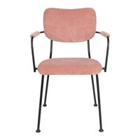 Zuiver Eetkamerstoel 'Benson' Met armleuning, Ribstof, kleur Roze - thumbnail