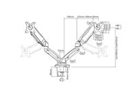 VALUE Dual LCD Monitorarm, tafelmontage, gasveer, 5 draaipunten, zwart - thumbnail