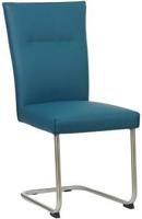 Blauwe leren industriële eetkamerstoel Retro - poot rond rvs - Hermes Leer Turquoise (blauw leer) - thumbnail