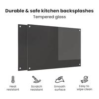 VidaXL Keuken spatscherm 2 pcs donkergrijs 90 x 60 cm gehard glas - thumbnail
