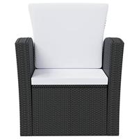 16-delige Loungeset met kussens poly rattan zwart - thumbnail