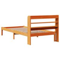 Bedframe met hoofdbord massief grenenhout wasbruin 75x190 cm - thumbnail