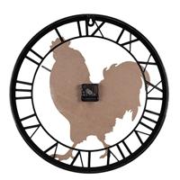 Clayre & Eef Wandklok Ø 50 cm Bruin Zwart MDF Ijzer Kip Muurklok - thumbnail