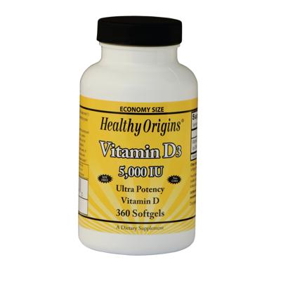 Vitamine D3, 5000 IE (360 Softgels) - Healthy Origins Vitamine D3, 5000 IE (360 Softgels) - Healthy Origins