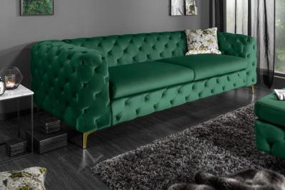 Chesterfield 3-zitsbank MODERN BAROK 235cm smaragdgroen fluweel 3-zits - 39312