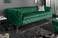 Chesterfield 3-zitsbank MODERN BAROK 235cm smaragdgroen fluweel 3-zits - 39312 - thumbnail