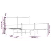 Bedframe hoofd- en voeteneinde metaal gerookt eiken 140x200 cm - thumbnail