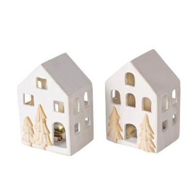 Boltze Home Deco huisje castle porselein led h10,5cm