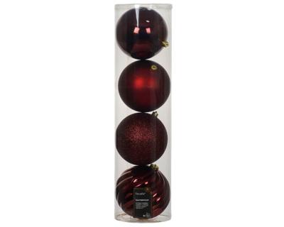 Kerstballen kunststof d14 cm ossenbloed 4 st Decoris - Decoris
