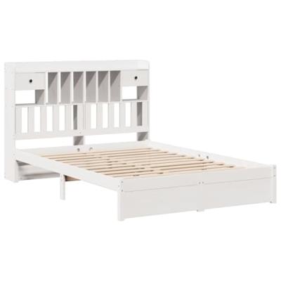 Bed met boekenkast zonder matras grenenhout wit 150x200 cm