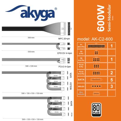 Akyga PC-netvoeding 600 W ATX