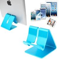 Aluminium Stand Desktop houder voor iPad iPhone Galaxy Huawei Xiaomi HTC Sony en andere mobiele telefoons of Tablets(Blue) - thumbnail