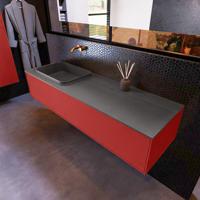 Badkamermeubelset Mondiaz Erin 150 cm met 1 Lade met RIDGE Wastafel Links Dark grey Zonder Kraangaten Greeploos Mat Fire - thumbnail