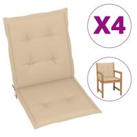 VidaXL Tuinstoelkussens lage rug 4 st 100x50x3 cm oxford stof beige - thumbnail