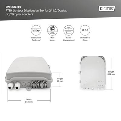 Digitus DN-968911 Dibributiebox 16 poorten SC