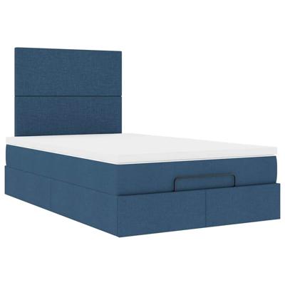 Ottoman bed met matras en LED's 120x200cm stof blauw