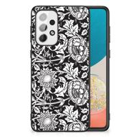 Samsung Galaxy A73 Bloemen Hoesje Black Flowers - thumbnail