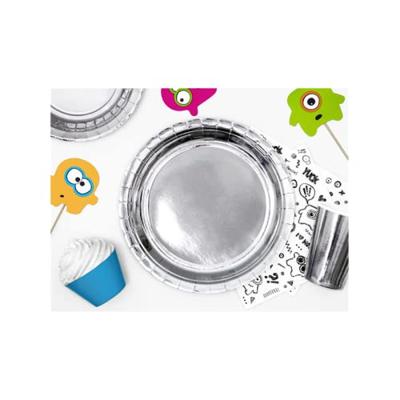 Zilverkleurige Metallic Borden 23cm - 6 stuks