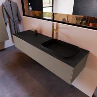 Badkamermeubelset Mondiaz Erin 150 cm met 1 Lade met RIDGE Wastafel Rechts Urban met 1 kraangat Greeploos Mat Smoke - thumbnail