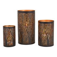 Windlichtset, boomdecoratie van zwart metaal, 3-delige set, (B/H/D) 15x28x15cm 13x20x13cm 10x16x10cm - thumbnail