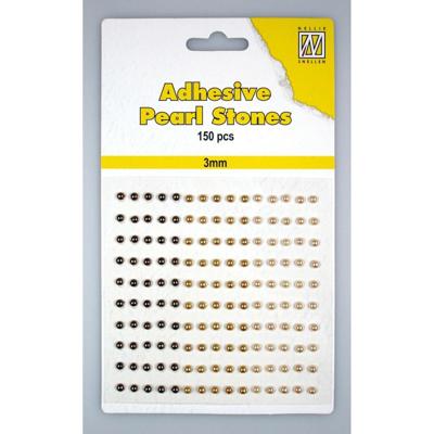 Nellie's Choice • adhesive pearls 150stuks/sheet 3mm 3 tones brown