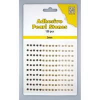 Nellie's Choice • adhesive pearls 150stuks/sheet 3mm 3 tones brown - thumbnail