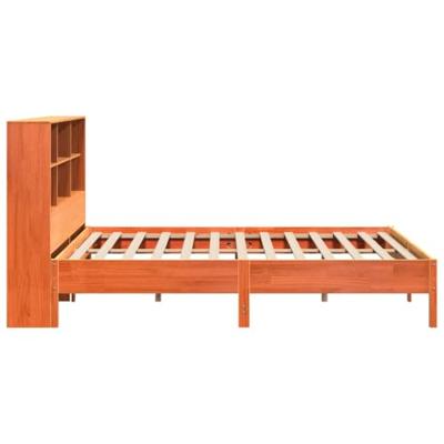 Bed met boekenkast zonder matras grenenhout wasbruin 180x200 cm