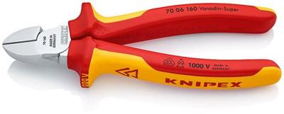 Knipex zijsnijtang verchroomd ge‹soleerd met meer-componentengrepen, vde-getest 160 mm - 7006160 Knipex zijsnijtang verchroomd ge‹soleerd met meer-componentengrepen, vde-getest 160 mm - 7006160
