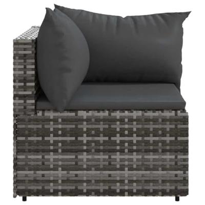 Tuinhoekbanken met kussens 2 st poly rattan grijs - thumbnail