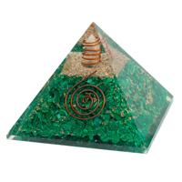 Orgonite Piramide Malachiet met Bergkristal Punt (70 mm) - thumbnail