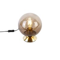 QAZQA Art deco tafellamp messing met smoke glas - Pallon - thumbnail