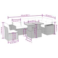 7-delige Loungeset met kussens poly rattan beige - thumbnail
