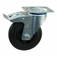 Novio zwenkwiel 80 mm rubber met rem - thumbnail