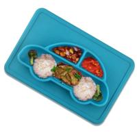 3 STKS geïntegreerde kind food grade silicone vierkante auto plaat (blauw) - thumbnail