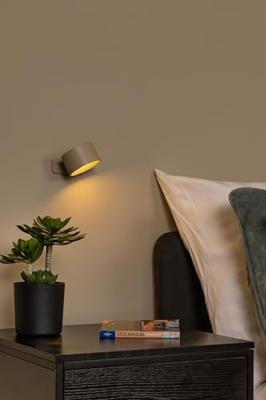 Lucide JOLAN - Oplaadbare Bureaulamp/Klemlamp/Wandlamp - Accu/Batterij - LED Dim to warm - 1x3,5W 2700K/5700K - Taupe